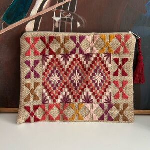 Teixchell Handmade W Love Geometric Patterned Clutch with Tassel Guatemala